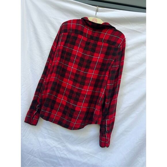 Chaps Red And Black Plaid Button Up Shirt Woman’s Large - Picture 8 of 8